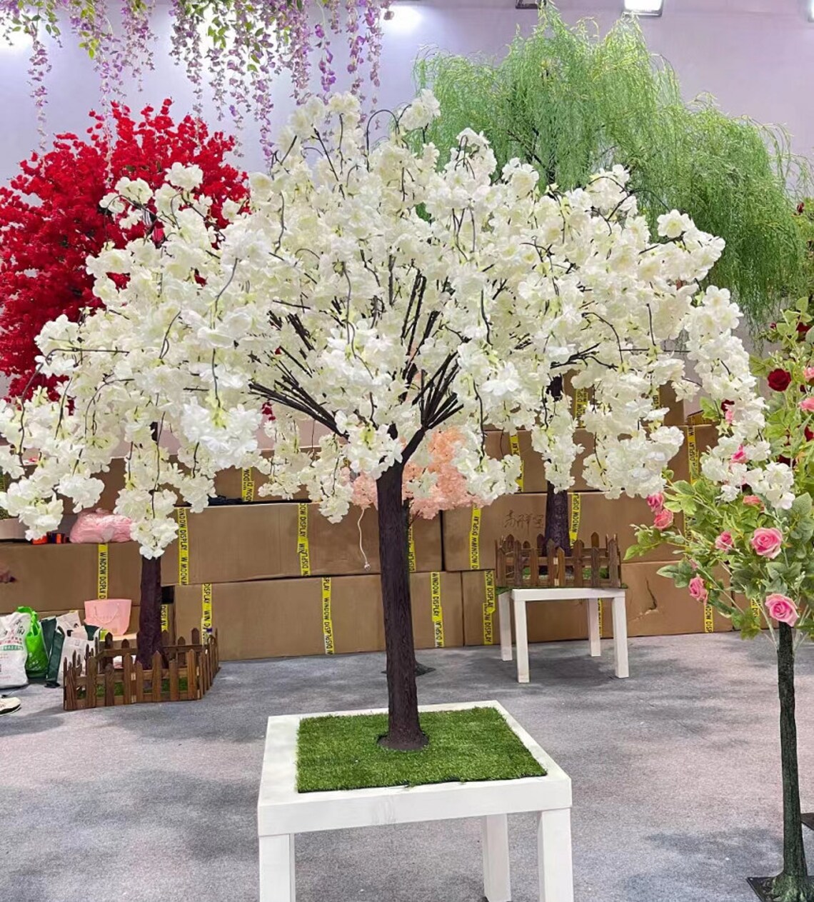 Set of 2pcs Artificial Cherry Blossom Tree White Cherry Etsy