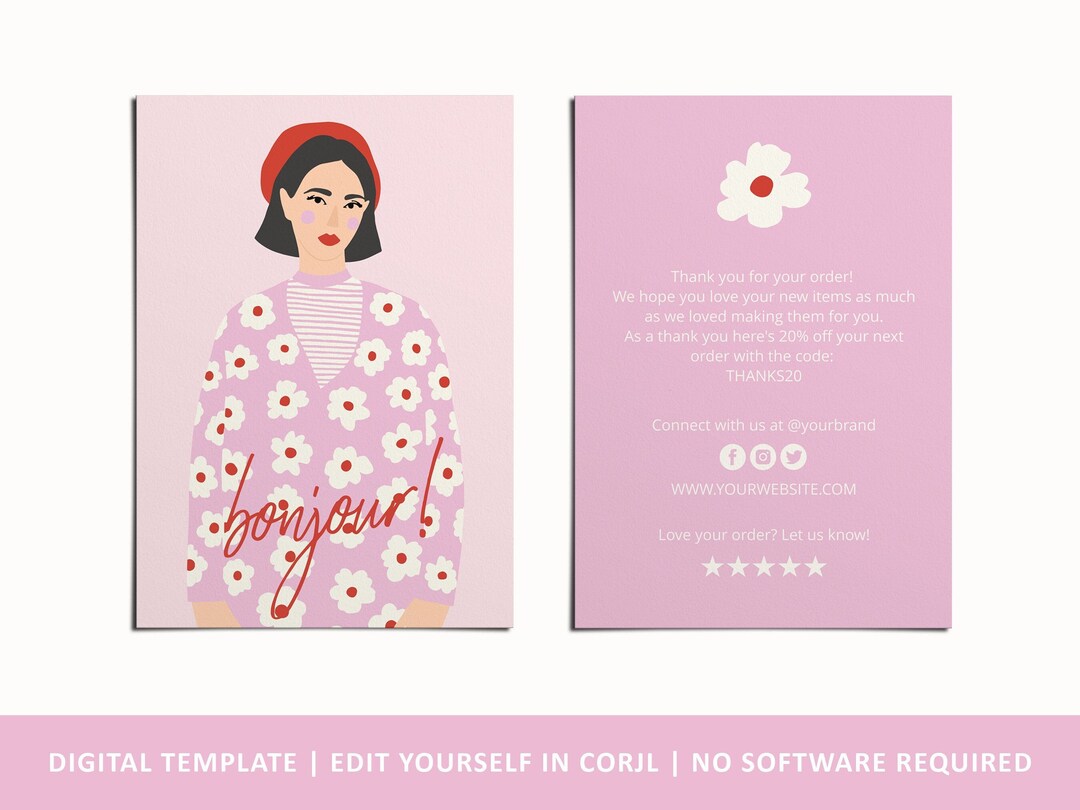 FLORRIE Order Insert Card Template - Editable Order Insert Card ...