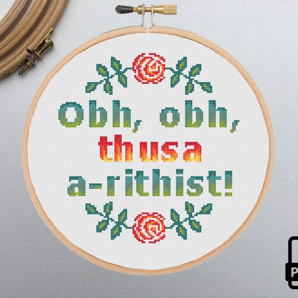 Obh, Obh! - an instant download PDF cross stitch pattern inspired by Scottish Gaelic and Duolingo