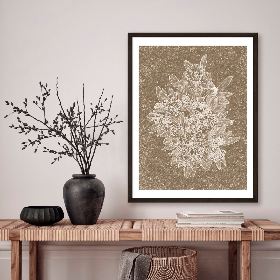 Downloadable Art Botanical Prints, Plant Wall Art of White Flowers on