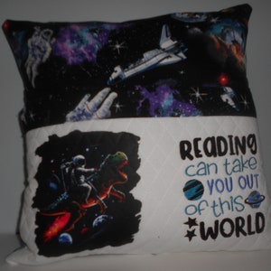 Astronaut Reading Pocket Pillow: Space Book Buddy, Kids Gift