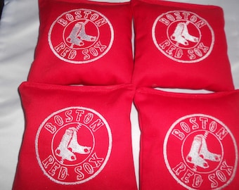 Set of 4 Embroidered Boston Red Sox Corn Hole Bags