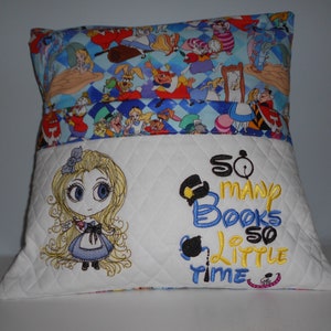 Alice in Wonderland Reading Pillow: Embroidered Pocket Pillow, Kids Gift