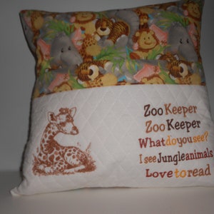 Giraffe Reading Pocket Pillow: Kids Book Nook, Cotton Cover