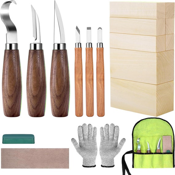Wood Carving Tools Set,Christmas Gift Wood Whittling Kit Knife Tools, 20pcs Hand Carving Set for Beginners Kids Adults Woodworking DIY