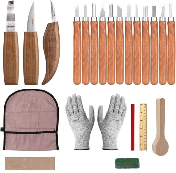 Wood Carving Tools, 23 pcs Wood Knife Deluxe Set Includes Hook Carving Knife