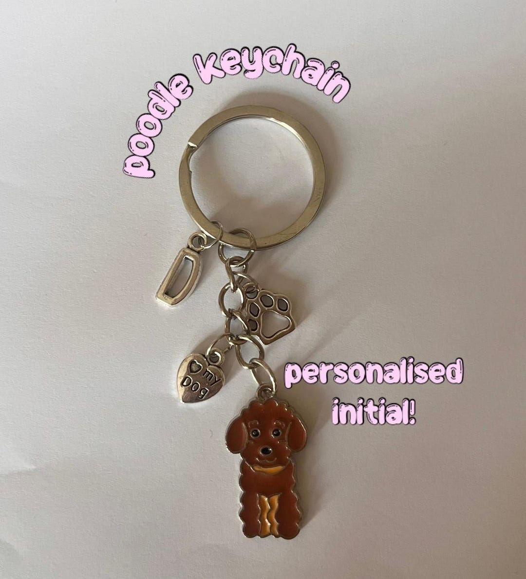 Poodle / Cockapoo / Cavapoo Keychain - Personalised Initial - Etsy UK
