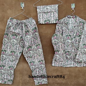 Indian Cotton Floral Printed PJ Set, Bridesmaid PJ Set, Night Wear Dress, Pajamas Set, Adult Nightsuit, Payjama Set