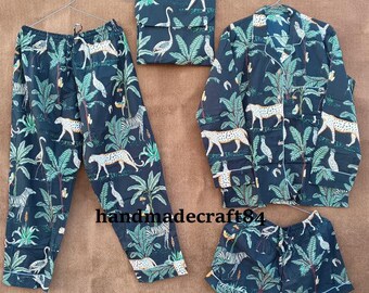 Handmade Cotton Pajama Set: Block Print Night Suit with Shorts