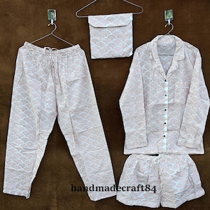 Cotton Pajama Set, 100% Cotton Light Ultra Soft Night Dress Women, Cotton Pants Shirt Set Women's Pyjama Set, Handmade Indian Cotton Pj set