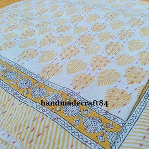 Indian Kantha Quilt Handmade Kantha Bedcover Cotton Blanket Gudari Kantha King Size Indian Quilt Indian Kantha Bedspread Thro