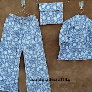 Bridesmaid Cotton Pajama Set, Hand Block Print Pj Sets, Handmade Women&#39;s Sleepwear
