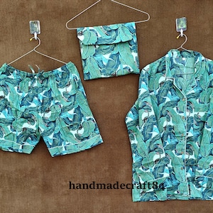 Women&#39;s Summer Dress Cotton Payjama and Shirt Cotton Pj Set Floral PjBlock Print Night Suit