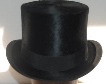 Superbe chapeau haut de forme en soie vintage, taille UK 7, taille US 7 1/8, taille Euro 57