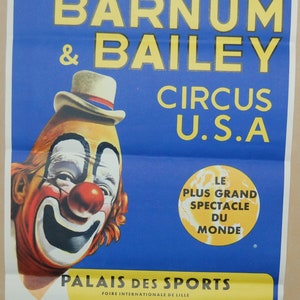 Stunning Vintage Circus Poster, Billboard: Barnum & Bailey, 1960s, European Tour, rare, hard to find.