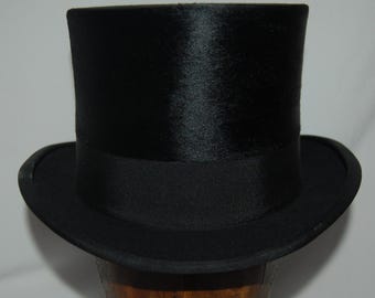 Stunning Vintage Antique Silk Top Hat, UK size 6 7/8, US size 7, Euro 56