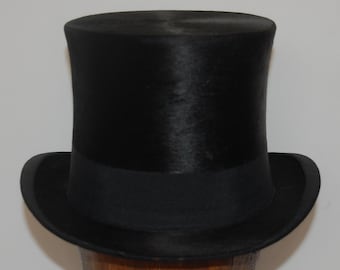 Stunning Vintage Antique Silk Top Hat, UK size 6 7/8, US size 7, Euro 56, VGC!