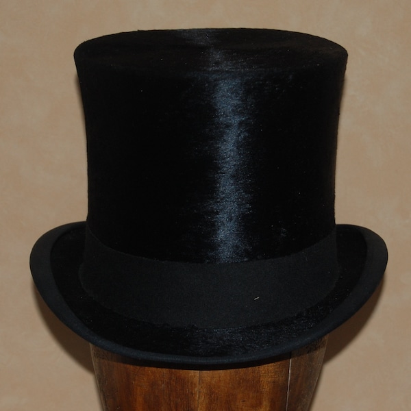 Joli chapeau haut de forme en soie antique, pour jouer ou décoration, taille UK 6 3/4, taille US 6 7/8, taille Euro 55