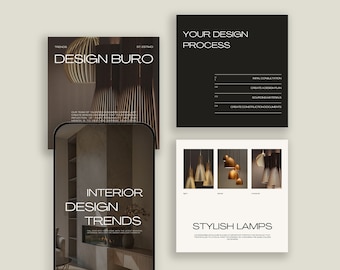 Interior Design Instagram Templates, Interior Design Social Media Templates, Home Design Templates, Real Estate Canva Templates Instagram