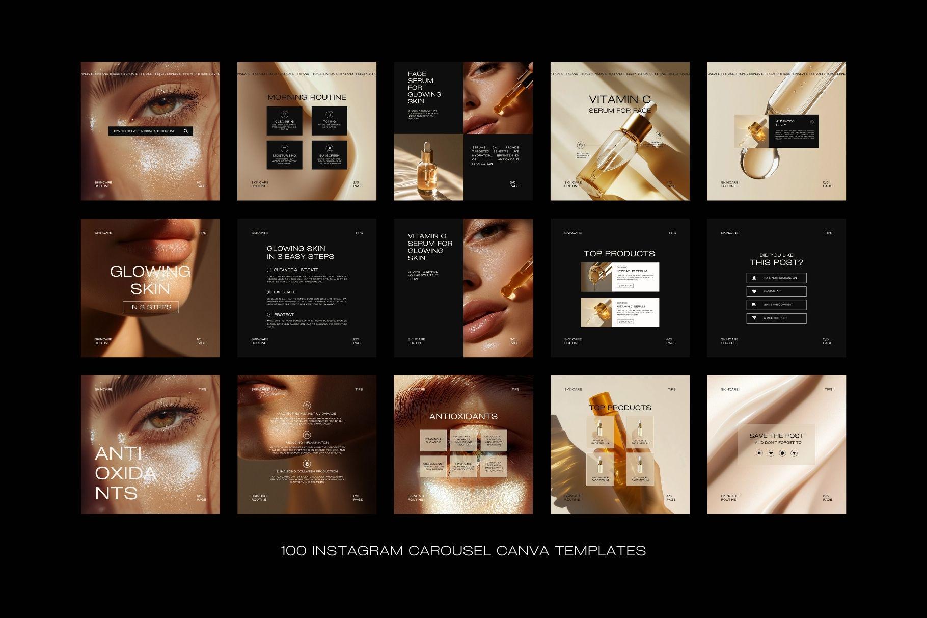 100 Instagram Carousel Templates for Skincare, Beauty Instagram Posts ...