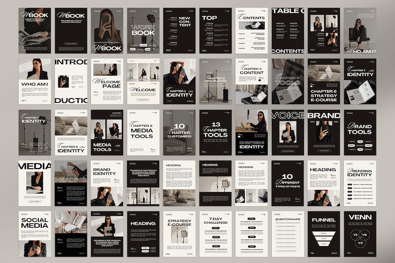 Pu&ograve; includere: Un ebook di marketing digitale in bianco e nero con un design minimalista. La copertina presenta il testo "VOICE BRAND" in grassetto in lettere bianche. L'ebook include capitoli sull'identit&agrave; del marchio, gli strumenti multimediali, la strategia e altro ancora.