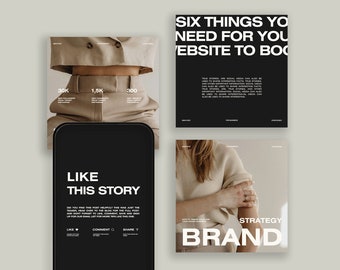 Coach Instagram Template V Canva and Photoshop Coaching Instagram Templates Posts and Stories for Experts, Course Creators Black and Beige