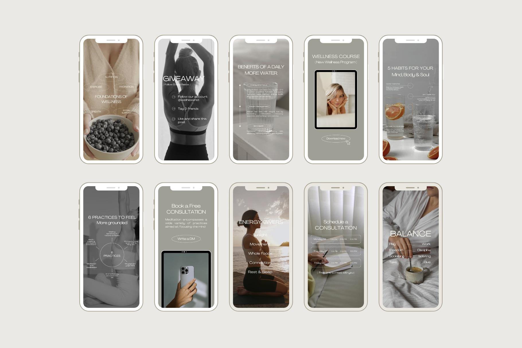 100 Wellness Reel Templates for Instagram, Wellness Social Media ...