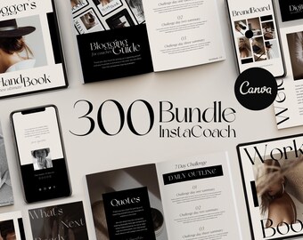 Instagram Coach Bundle for Canva: Workbook and Ebook Canva Templates, Social Media Course Mock-ups for Coaches and Course Creators.