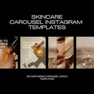 100 Instagram Carousel Templates for Skincare, Beauty Instagram Posts, Carousel Skincare, Skincare Canva Template, Instagram Carousel Posts