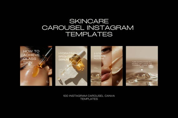 100 Instagram Carousel Templates for Skincare, Beauty Instagram Posts, Carousel Skincare, Skincare Canva Template, Instagram Carousel Posts