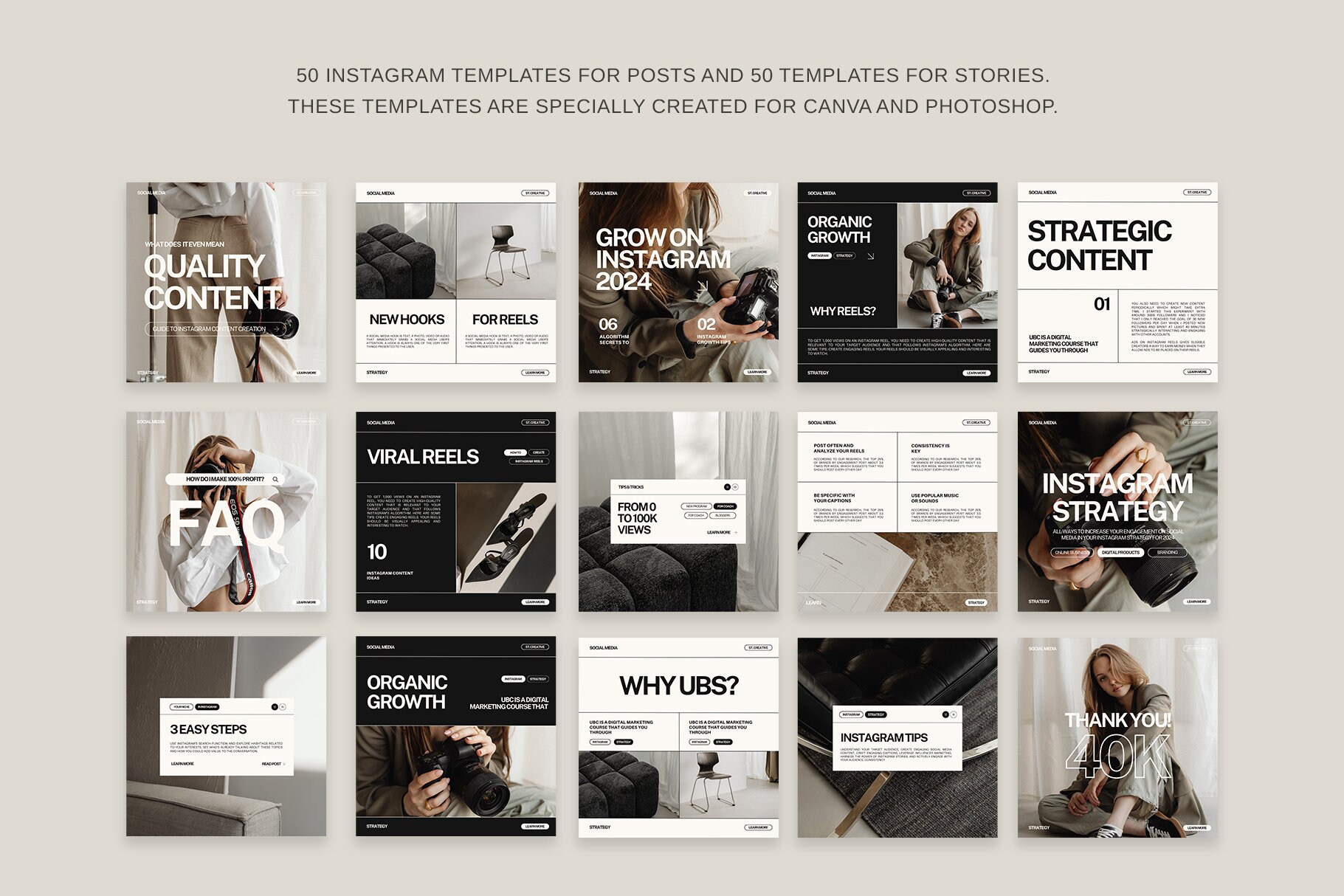 Instagram Templates for Coaches VIII Canva and Photoshop Social Media ...