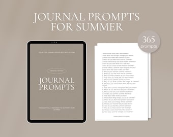 365 Daily Journal Prompts for Summer in Canva and PDF (printable A4)