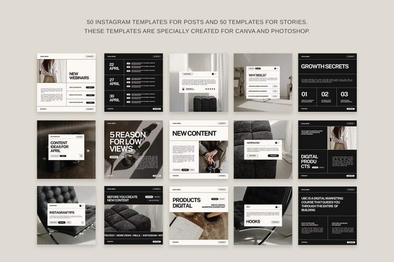 Instagram Templates for Coaches VIII Canva and Photoshop Social Media ...