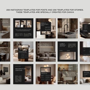 400 Interior Design Instagram Templates in Canva — Social Media Bundle ...