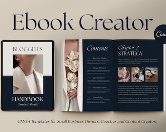 Ebook Template Canva for Coaches, Content Creators, Small Business Owners, Elegant and Minimalist Canva Lead Magnet 50 pages