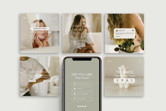 100 Wellness Carousel Instagram Templates, Social Media Templates for Wellness, Health and Wellness Instagram Templates, Canva Wellness