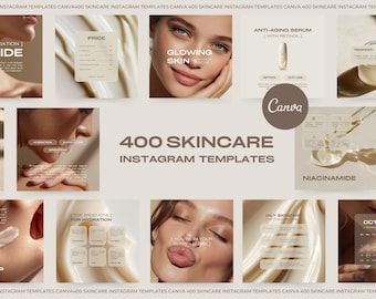 400 Skincare Social Media Templates for Instagram Canva