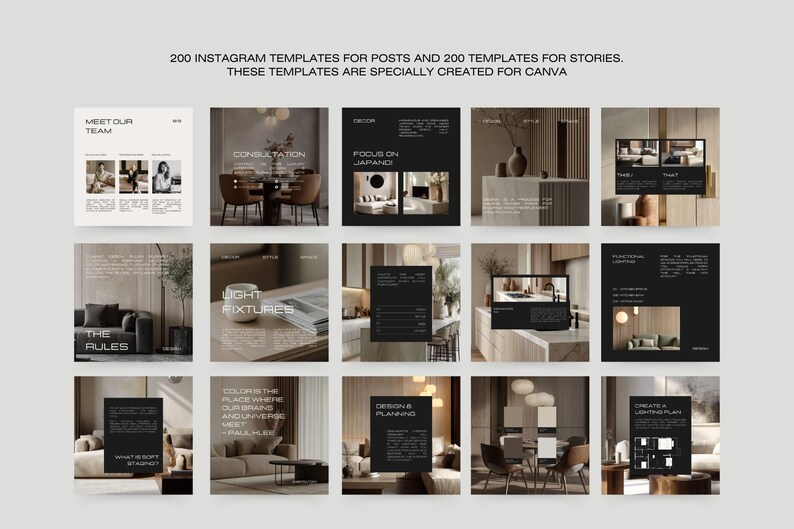 400 Interior Design Instagram Templates in Canva — Social Media Bundle ...