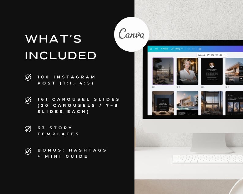 Black Real Estate Instagram Templates Pack - Etsy
