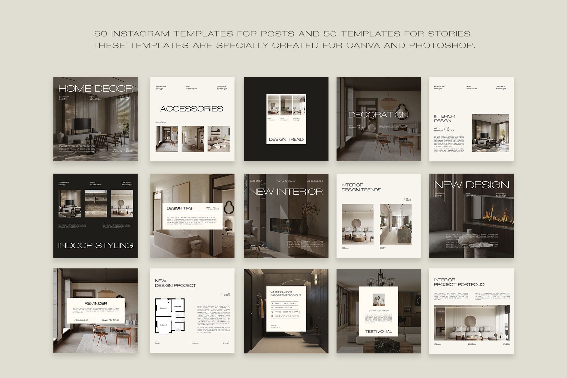 Interior Design Instagram Templates, Interior Design Canva Social Media ...