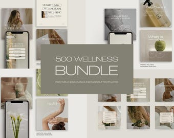 Bundel 500 wellness-Instagram-sjablonen, Canva-wellness-sjablonen voor Instagram, welzijnssjablonen, Instagram-sjabloon voor zelfzorg