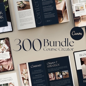 Course Creator Bundle for Coach: Workbook Canva, Ebook Templates, Webinar Slide Deck and Instagram Templates, Blue Elegant Coaching Bundle