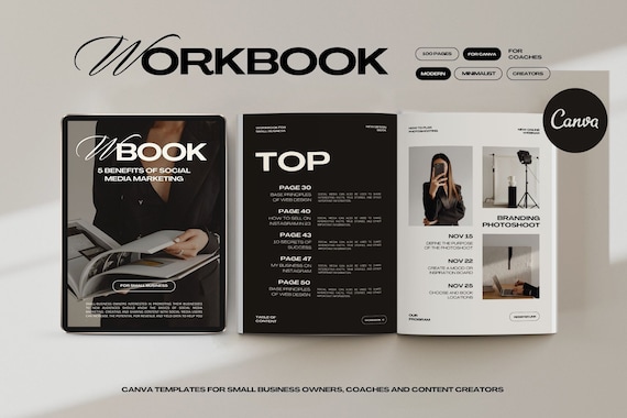 Canva Workbook Template for Coach, Online Course Workbook Template for Canva, Course Creators, Online Webinar, Lead Magnets and Teachers