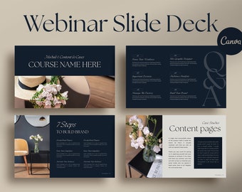Webinar Slide Deck Canva, Presentation Template Canva, Online Course Presentation for Coaches and Content Creators, Aesthetic Slides