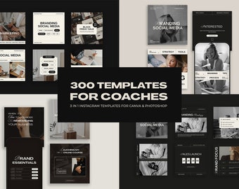 300 Instagram Templates for Coach Canva, Coach Bundle Instagram Post and Stories for Coaches, Experts, Content Creators, Teachers