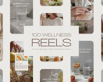 100 Wellness Reel Templates for Instagram, Wellness Social Media Templates, Reel Wellness, Wellness Canva Templates, Wellness Reel Templates