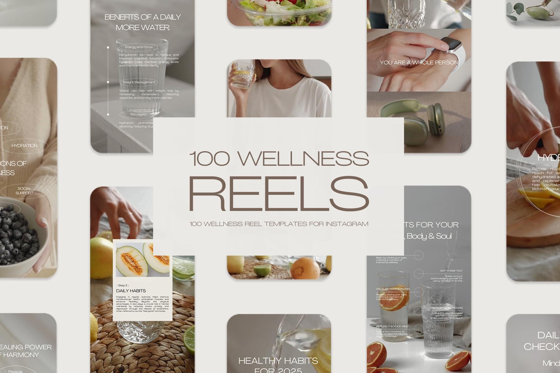100 Wellness Reel Templates for Instagram, Wellness Social Media ...