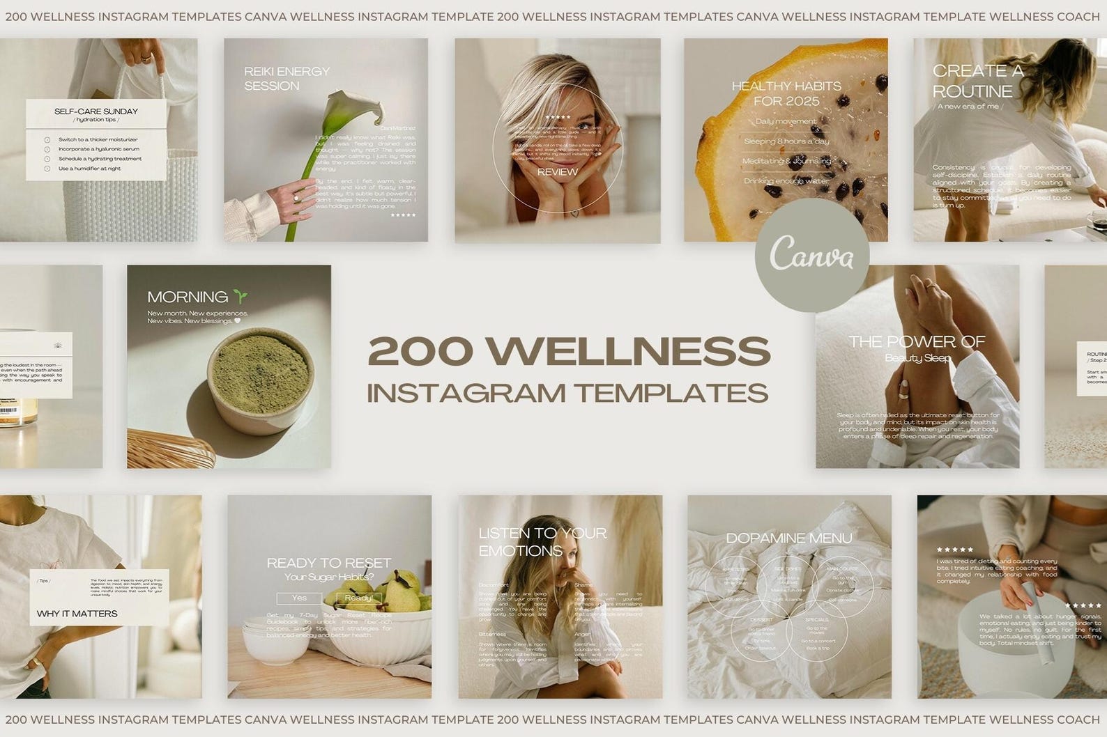 200 Wellness Minimal Instagram Templates II, Wellness Social Media ...