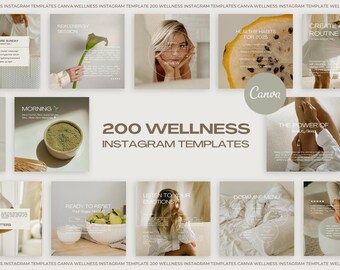 200 Wellness Minimal Instagram Templates II, Wellness Social Media Template, Wellness Canva Templates, Health and Wellness Instagram
