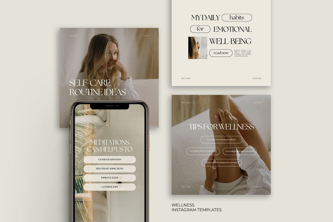 Wellness Instagram Templates, Wellness Social Media Templates, Canva ...